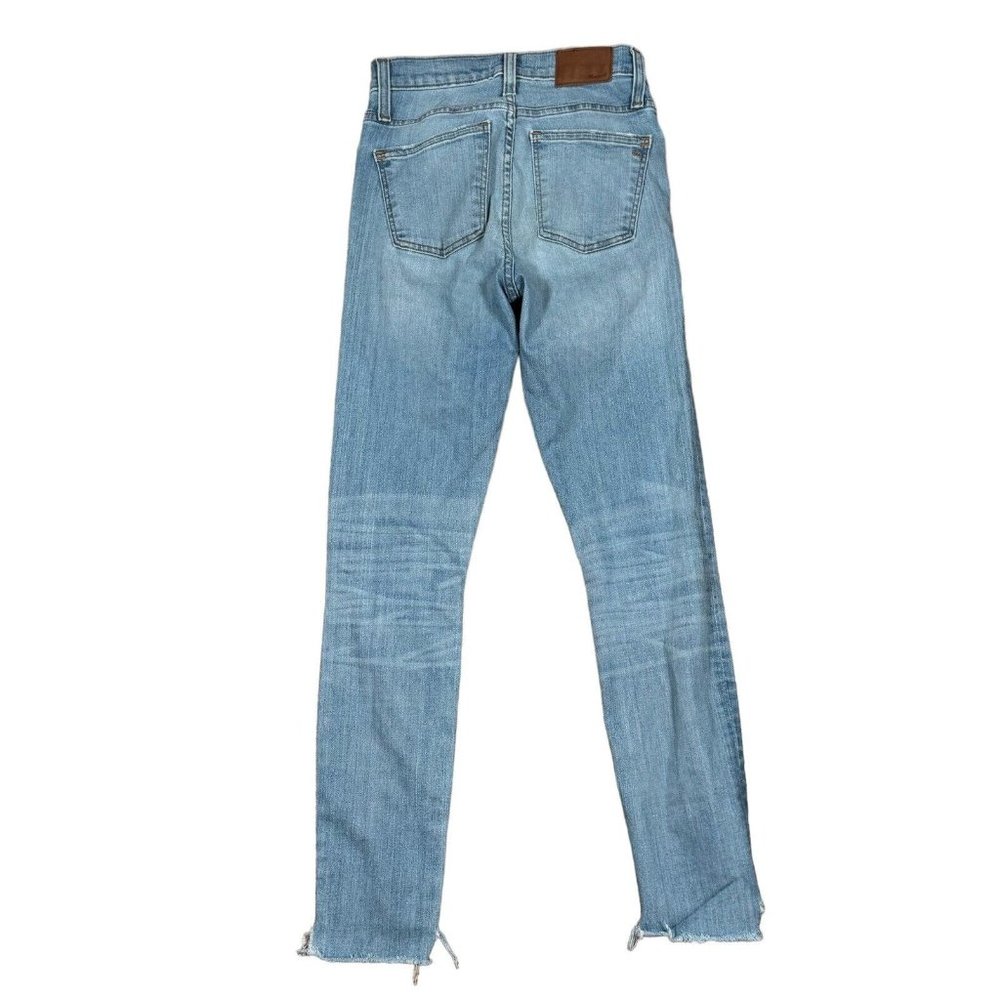 Madewell 9'' High Rise Skinny Jeans Women's Sz 25 Blue‎ Denim Distressed Leg - Picture 4 of 8